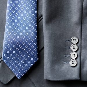 close up of business suit jacket and tie