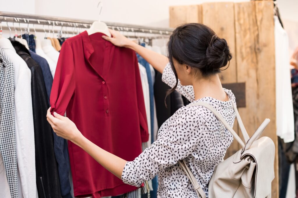 Woman at clothing store
